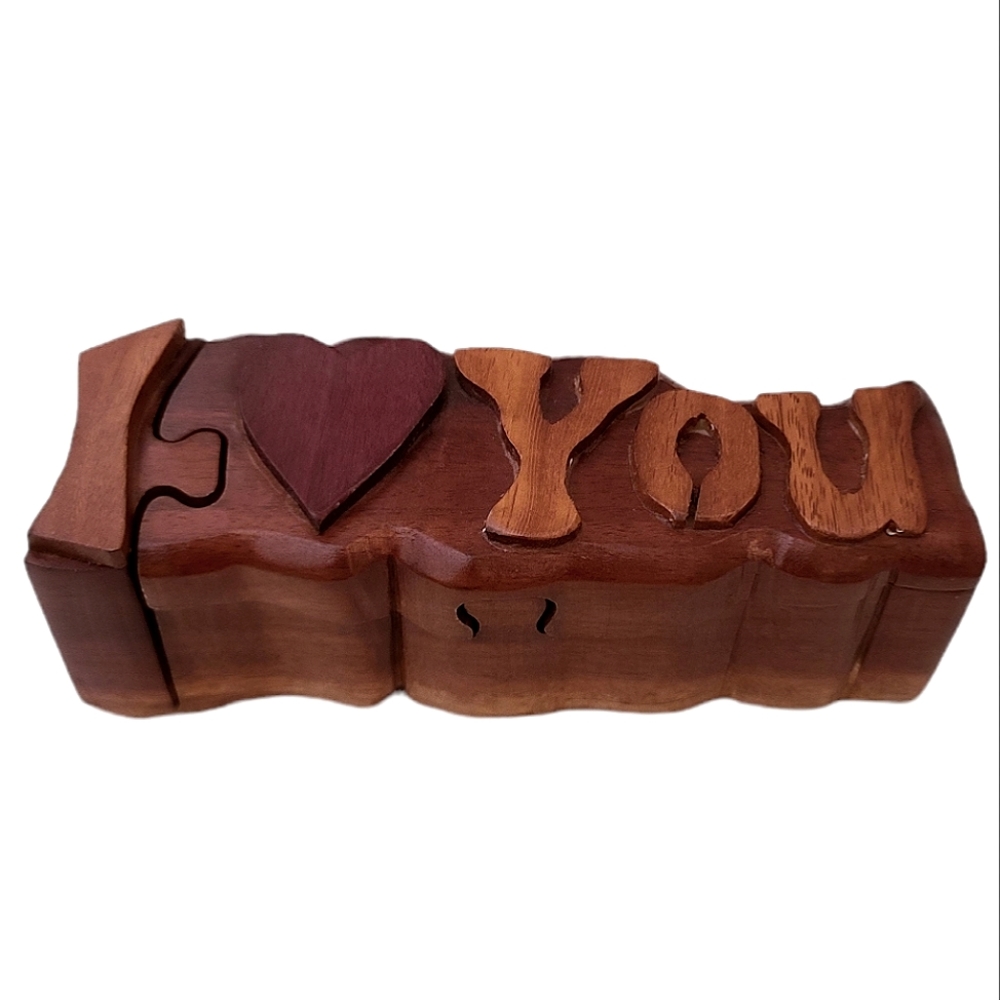 I LOVE YOU ❤ Wooden Puzzle box/ Jewelry Box.